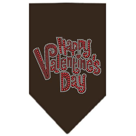 Happy Valentines Day Rhinestone Bandana Brown Small