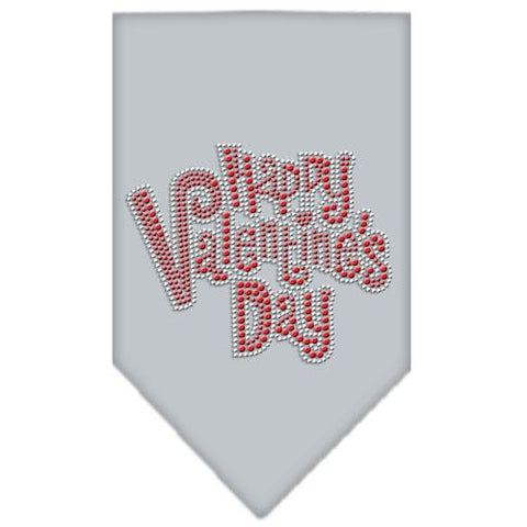 Happy Valentines Day Rhinestone Bandana Grey Small