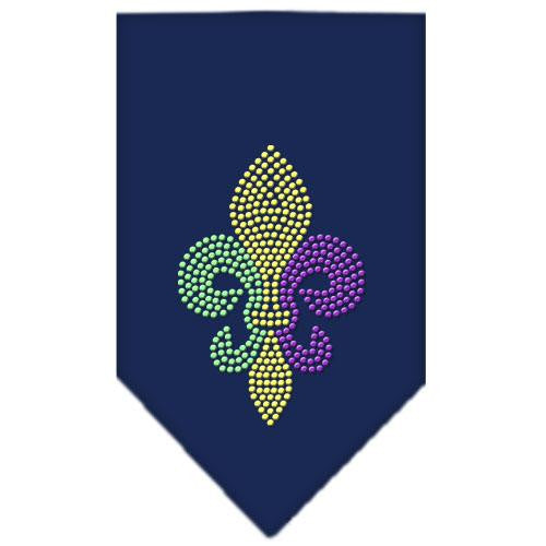 Mardi Gras Fleur De Lis Rhinestone Bandana Navy Blue Small