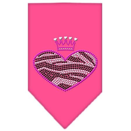 Zebra Heart Rhinestone Bandana Bright Pink Large