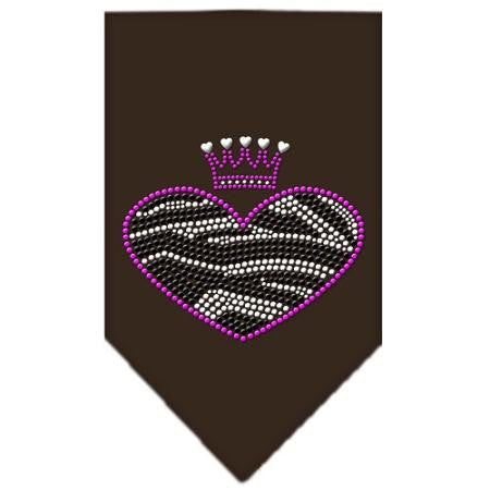 Zebra Heart Rhinestone Bandana Brown Small