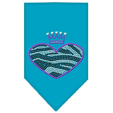 Zebra Heart Rhinestone Bandana Turquoise Small