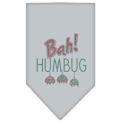 Bah Humbug Rhinestone Bandana Grey Large