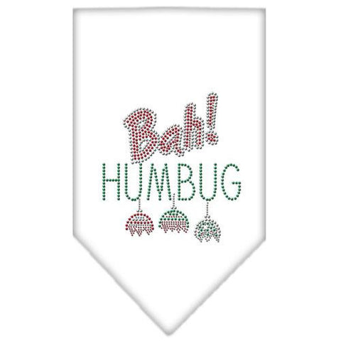 Bah Humbug Rhinestone Bandana White Small