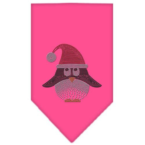 Santa Penguin Rhinestone Bandana Bright Pink Large