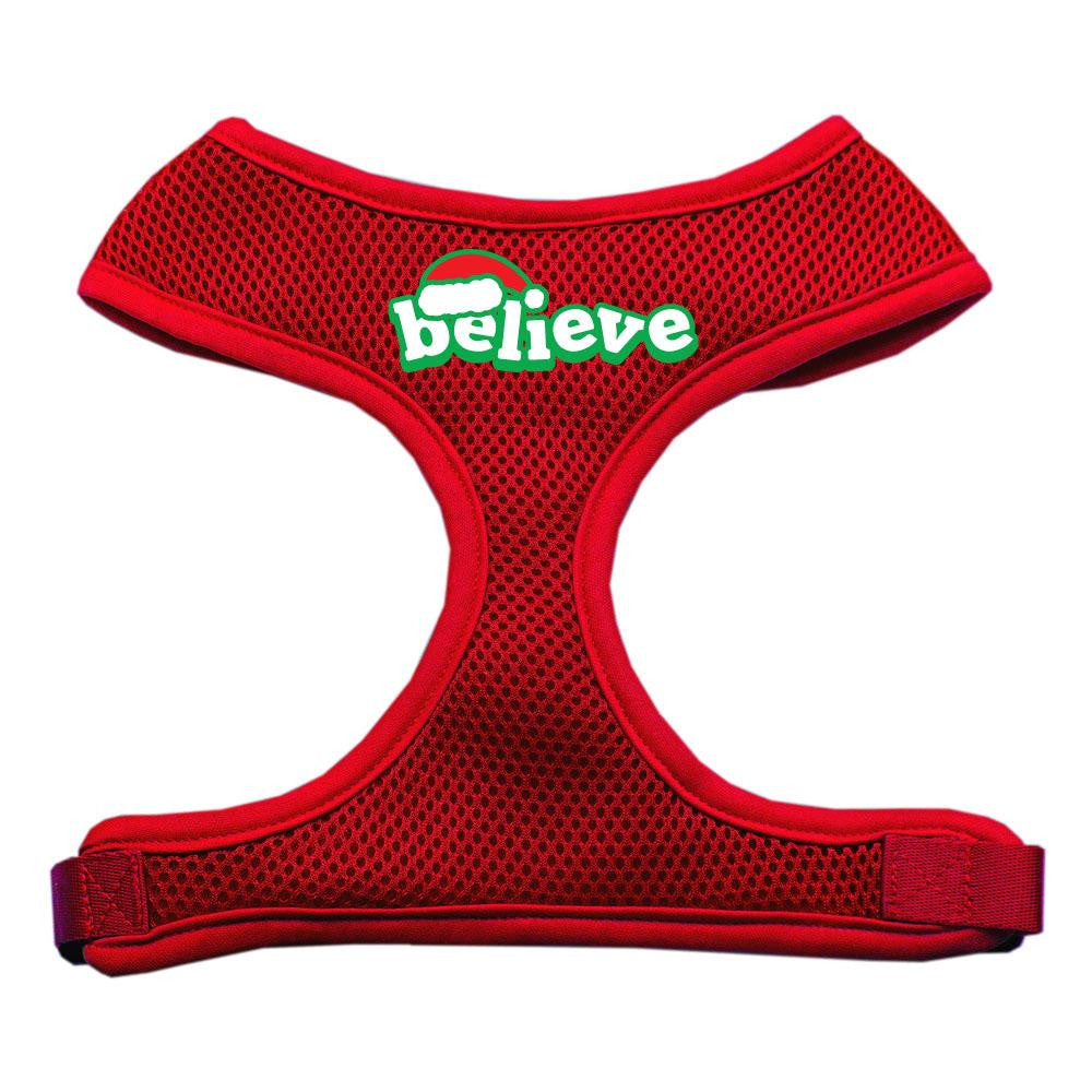 Believe Screen Print Soft Mesh Harnesses  Red Large