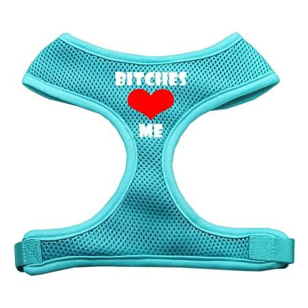 Bitches Love Me Soft Mesh Harnesses Aqua Large