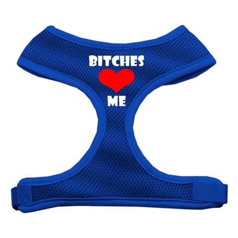 Bitches Love Me Soft Mesh Harnesses Blue Large