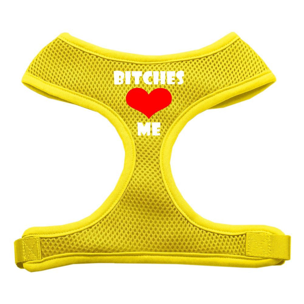 Bitches Love Me Soft Mesh Harnesses Yellow Large