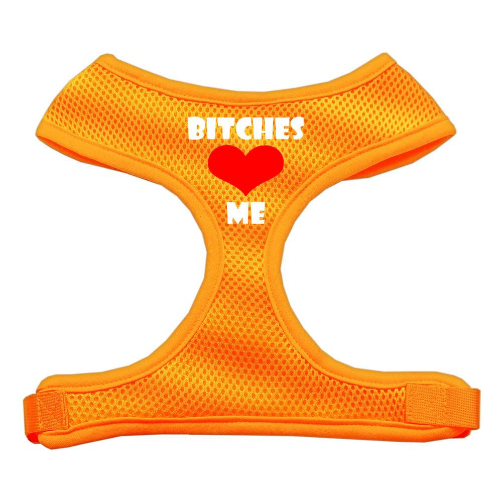 Bitches Love Me Soft Mesh Harnesses Orange Extra Large