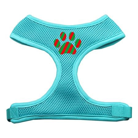 Christmas Paw Screen Print Soft Mesh Harness Aqua Large