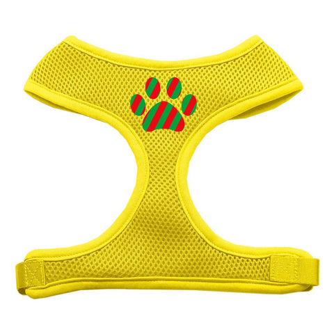 Christmas Paw Screen Print Soft Mesh Harness Yellow Extra Large