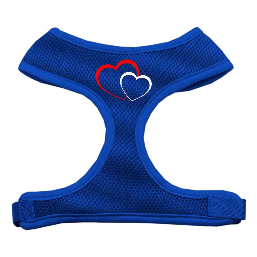 Double Heart Design Soft Mesh Harnesses Blue Large