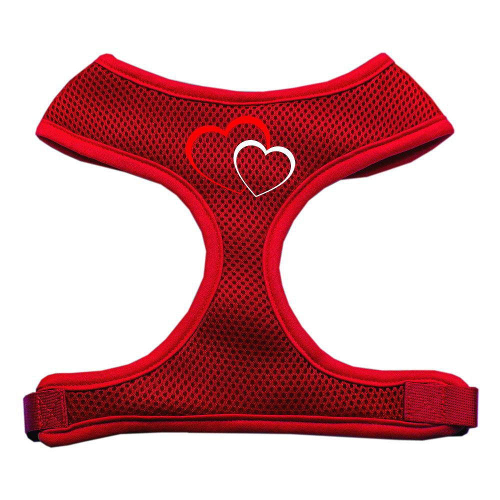 Double Heart Design Soft Mesh Harnesses Red Large