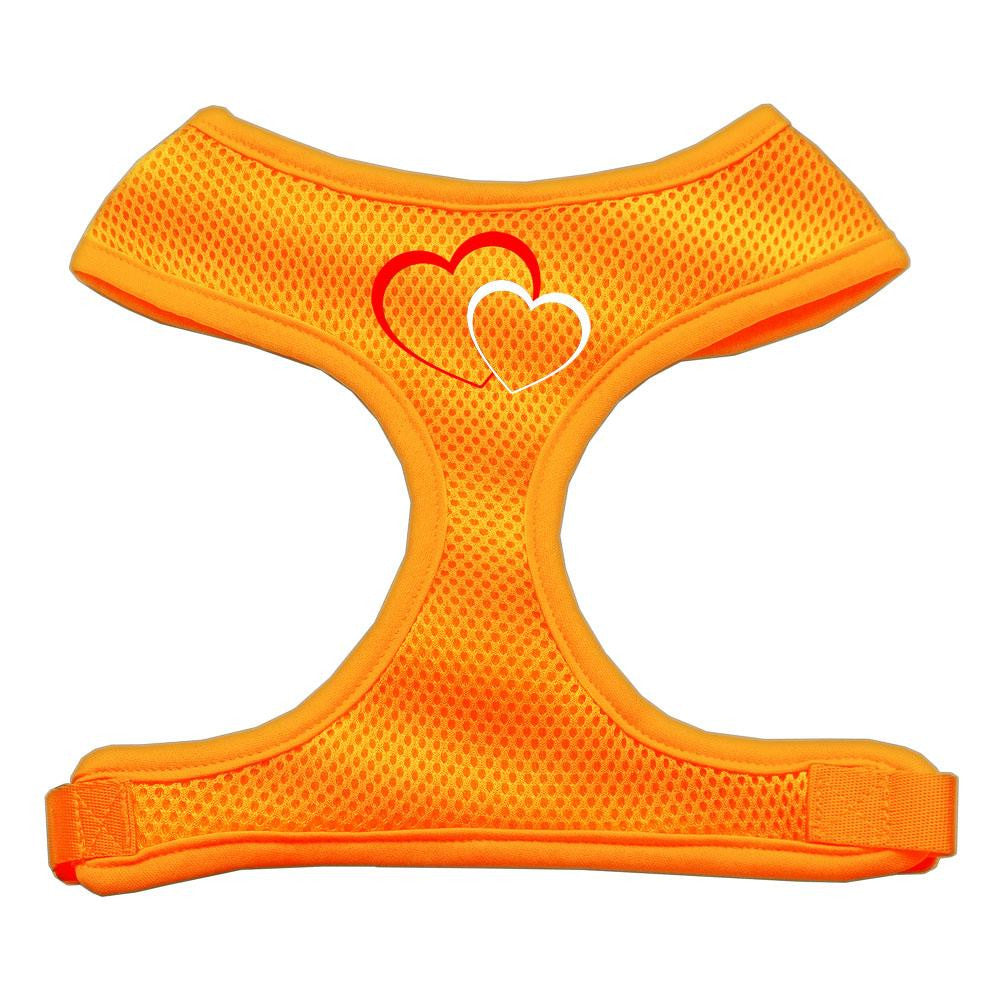 Double Heart Design Soft Mesh Harnesses Orange Medium