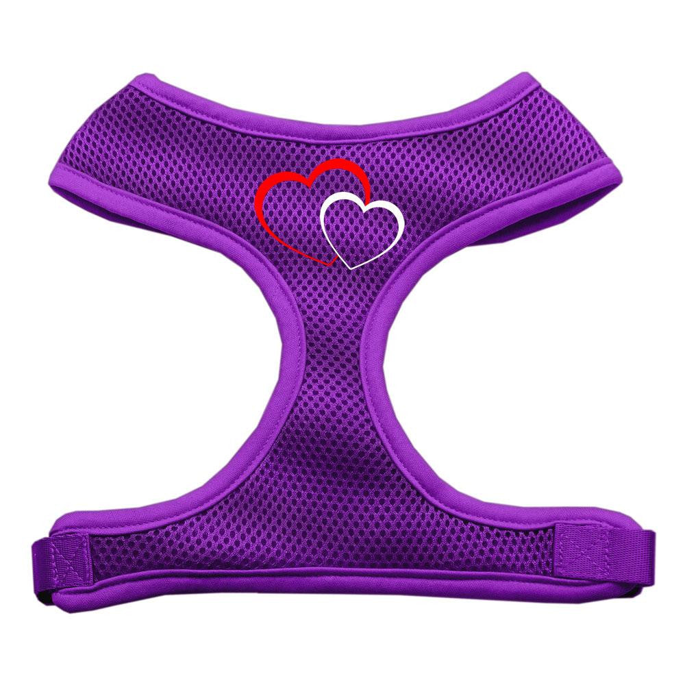 Double Heart Design Soft Mesh Harnesses Purple Small