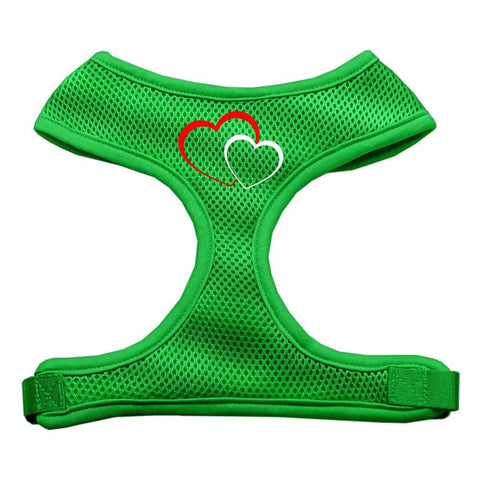 Double Heart Design Soft Mesh Harnesses Emerald Green Extra Large