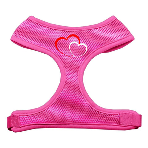 Double Heart Design Soft Mesh Harnesses Pink Extra Large