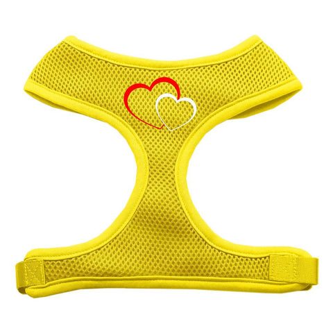 Double Heart Design Soft Mesh Harnesses Yellow Extra Large