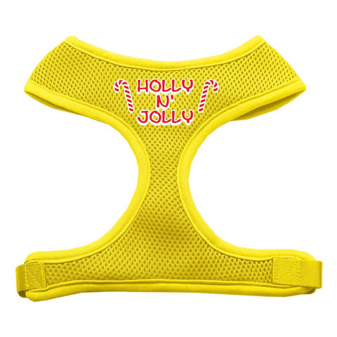 Holly N Jolly Screen Print Soft Mesh Harness  Yellow Large