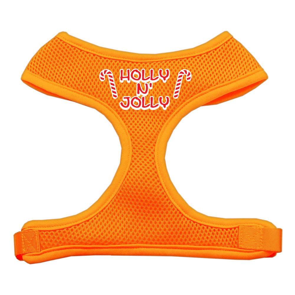 Holly N Jolly Screen Print Soft Mesh Harness  Orange Small