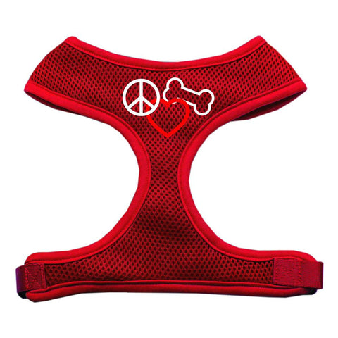 Peace, Love, Bone Design Soft Mesh Harnesses Red Large