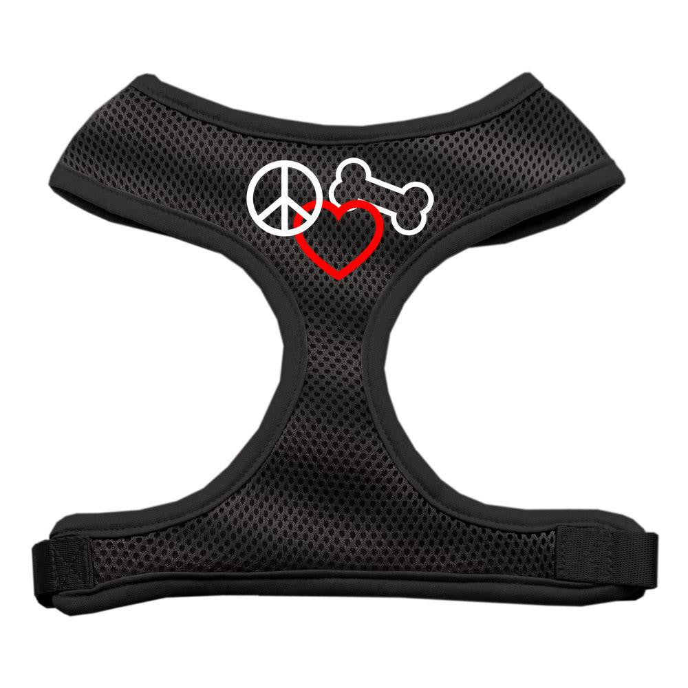 Peace, Love, Bone Design Soft Mesh Harnesses Black Extra Large