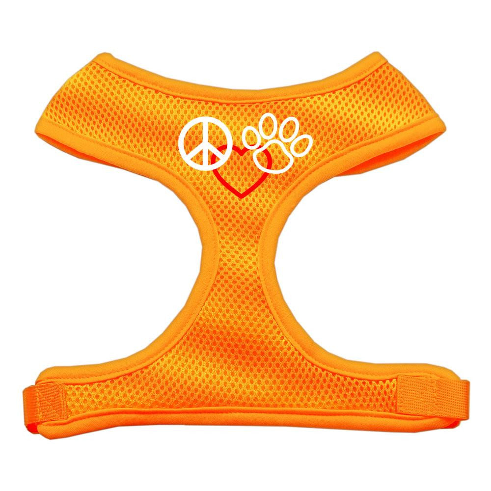 Peace, Love, Paw Design Soft Mesh Harnesses Orange Medium