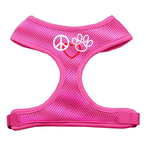 Peace, Love, Paw Design Soft Mesh Harnesses Pink Medium