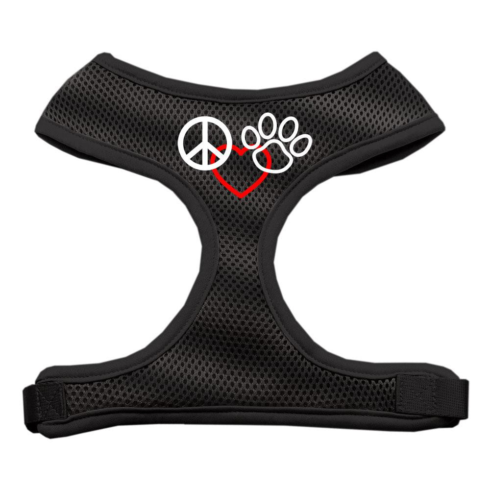 Peace, Love, Paw Design Soft Mesh Harnesses Black Small