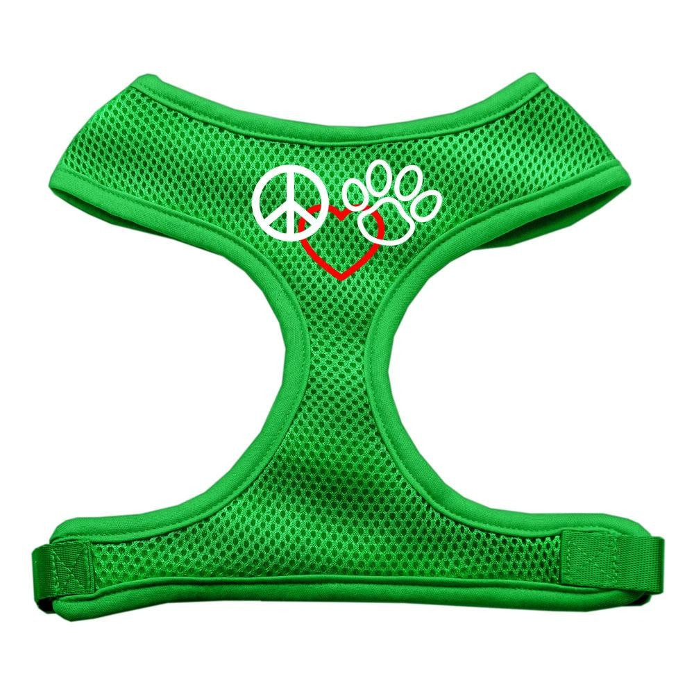 Peace, Love, Paw Design Soft Mesh Harnesses Emerald Green Small