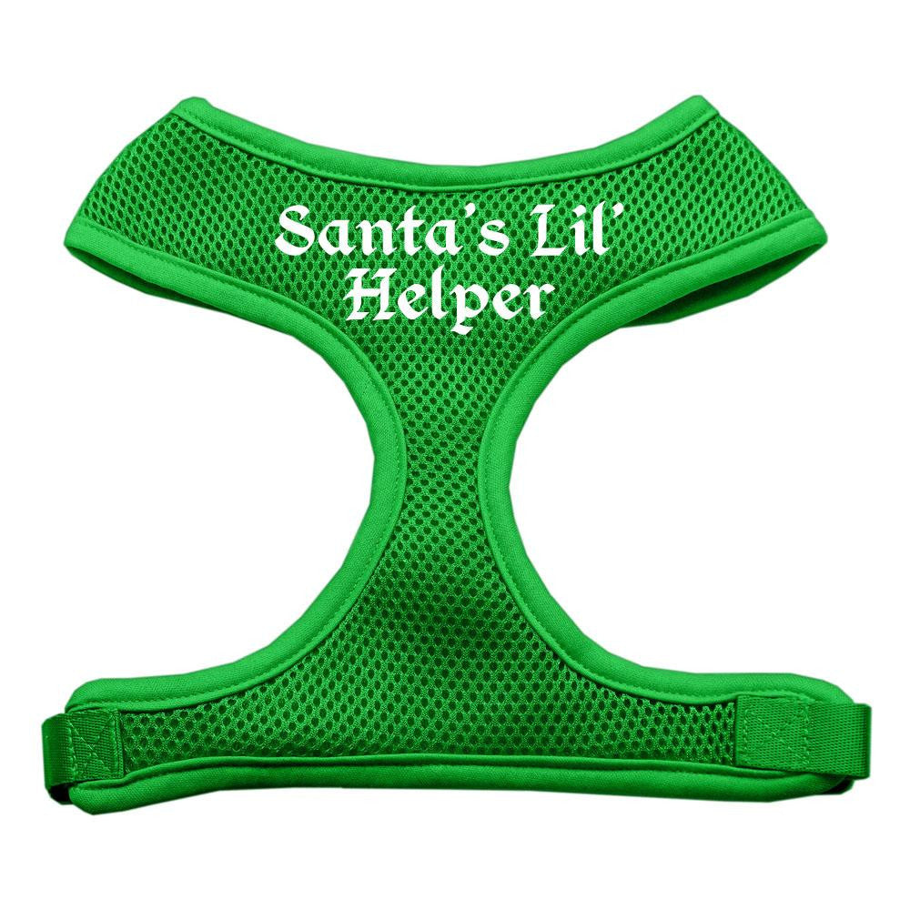 Santa's Lil Helper Screen Print Soft Mesh Harness Emerald Green Medium