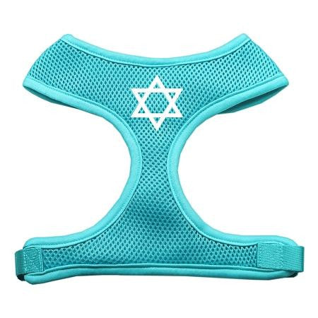 Star of David Screen Print Soft Mesh Harness Aqua Large