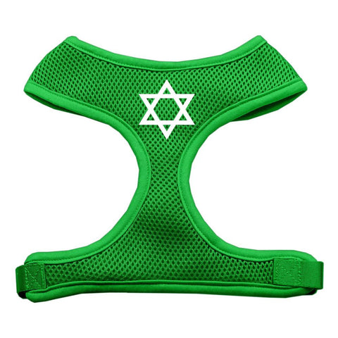 Star of David Screen Print Soft Mesh Harness Emerald Green Large