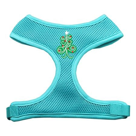 Swirly Christmas Tree Screen Print Soft Mesh Harness Aqua Large