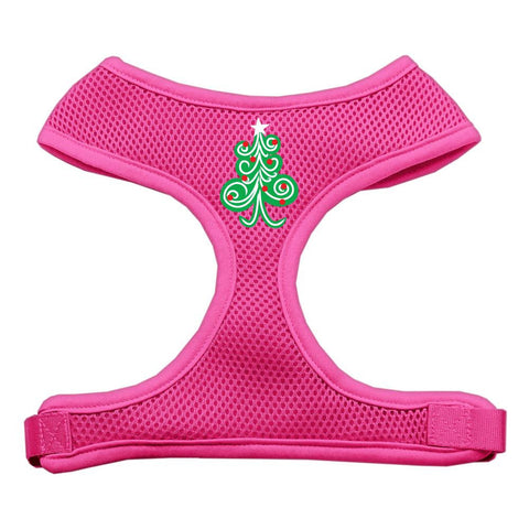 Swirly Christmas Tree Screen Print Soft Mesh Harness Pink Small