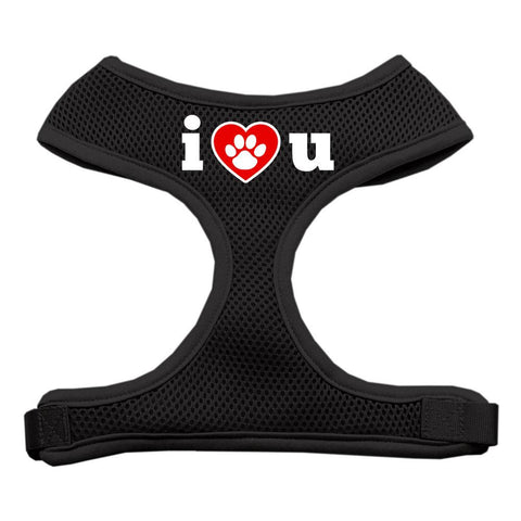 I Love U Soft Mesh Harnesses Black Large