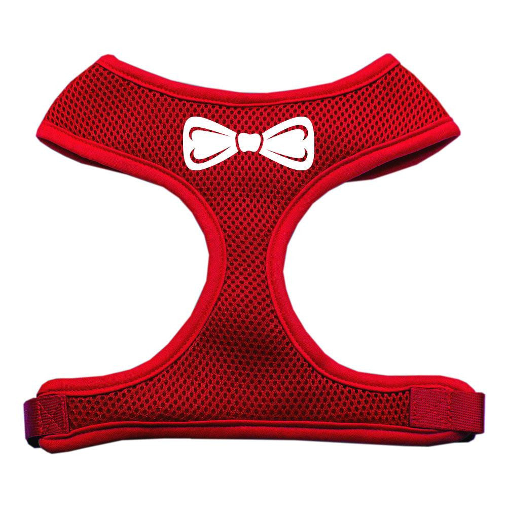 Bow Tie Screen Print Soft Mesh Harness Red Medium