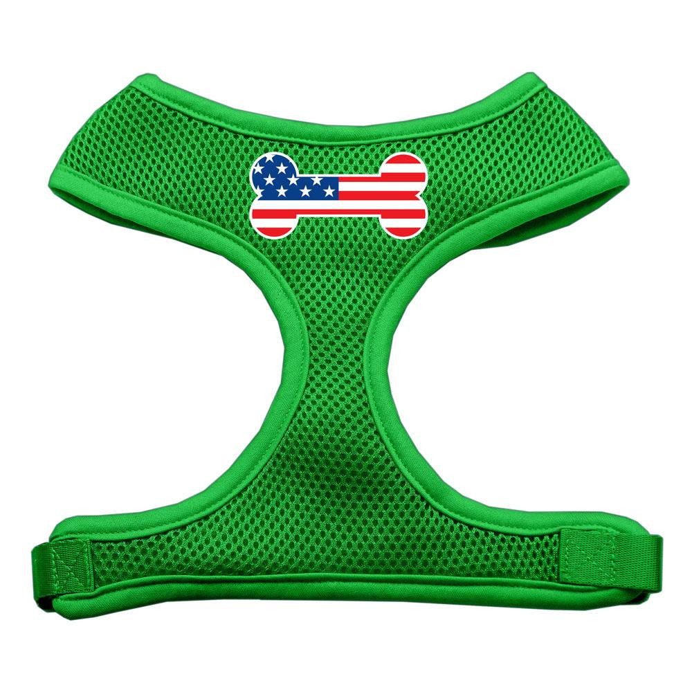 Bone Flag USA Screen Print Soft Mesh Harness Emerald Green Large