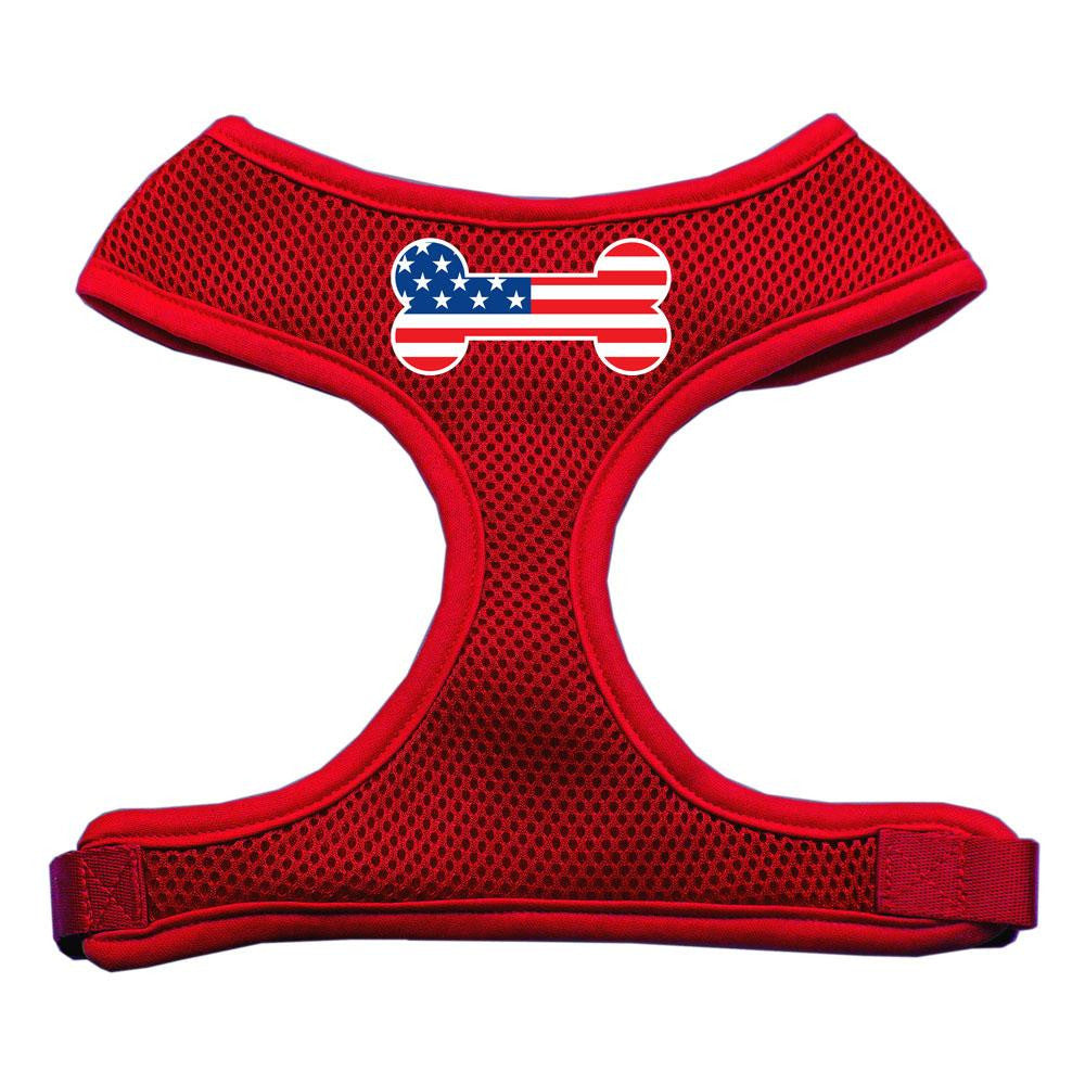 Bone Flag USA Screen Print Soft Mesh Harness Red Medium