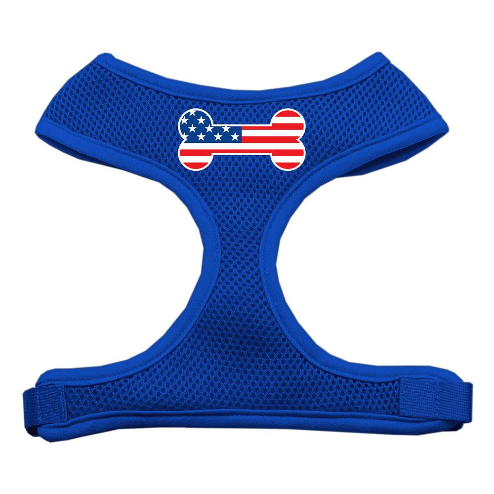 Bone Flag USA Screen Print Soft Mesh Harness Blue Small