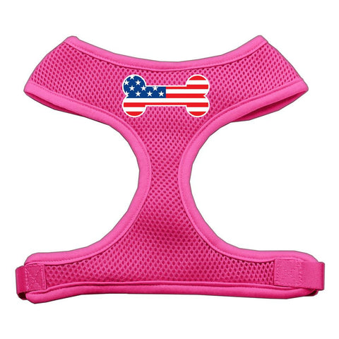 Bone Flag USA Screen Print Soft Mesh Harness Pink Extra Large