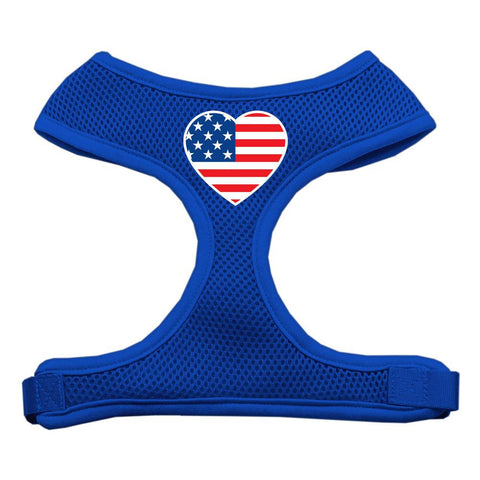 Heart Flag USA Screen Print Soft Mesh Harness Blue Medium