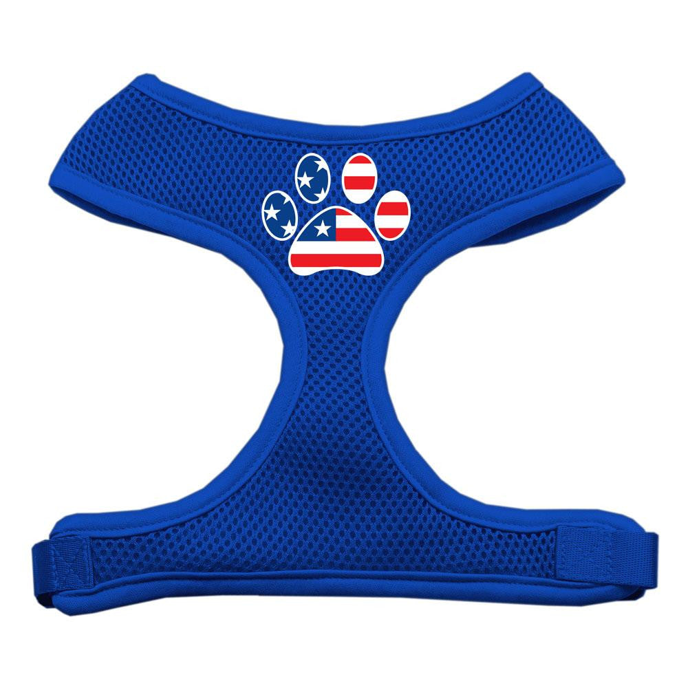 Paw Flag USA Screen Print Soft Mesh Harness Blue Large