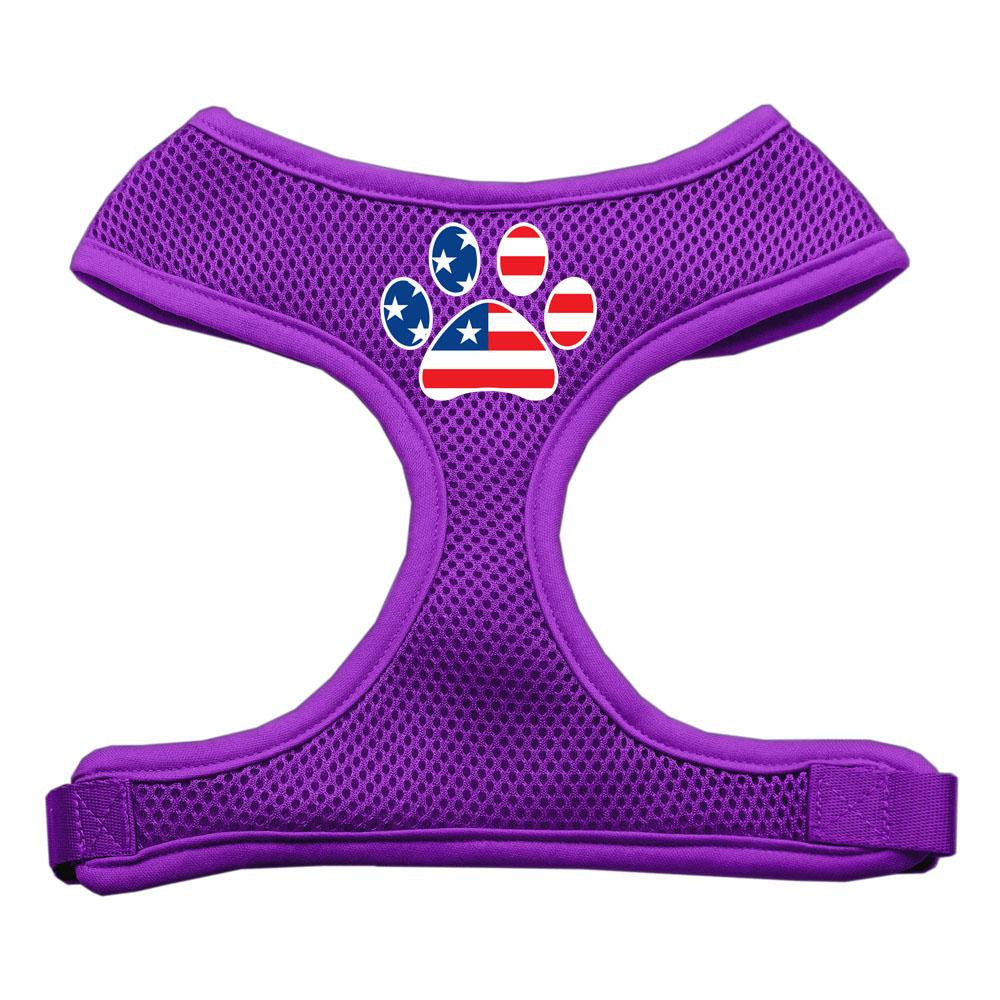 Paw Flag USA Screen Print Soft Mesh Harness Purple Small