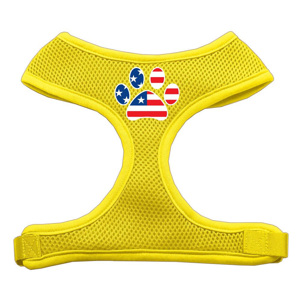 Paw Flag USA Screen Print Soft Mesh Harness Yellow Small