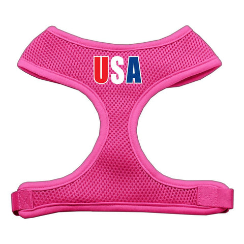 USA Star Screen Print Soft Mesh Harness Pink Large