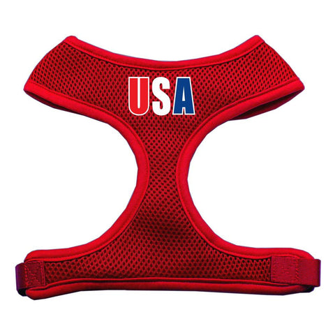 USA Star Screen Print Soft Mesh Harness Red Large