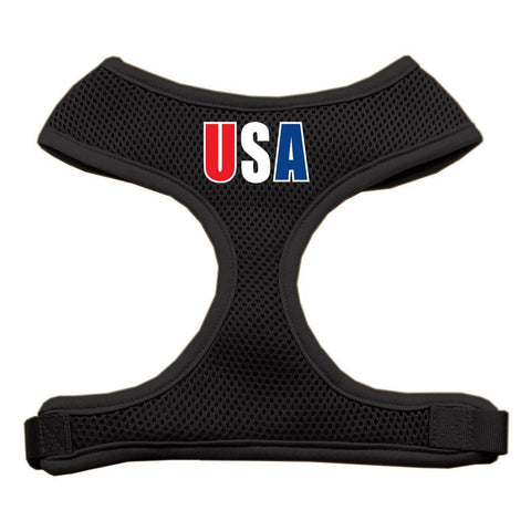 USA Star Screen Print Soft Mesh Harness Black Medium