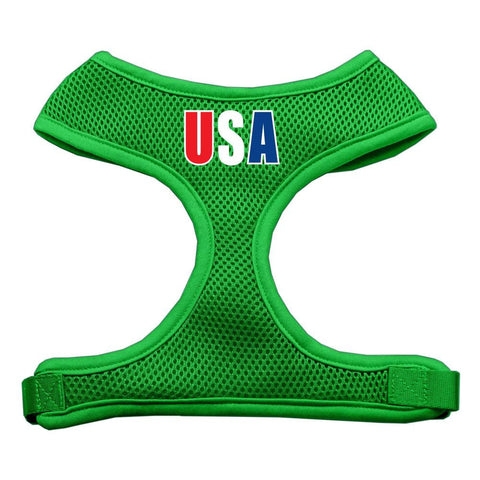 USA Star Screen Print Soft Mesh Harness Emerald Green Medium